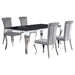 Carone 5-piece 81-inch Rectangular Black Glass Dining Set Grey