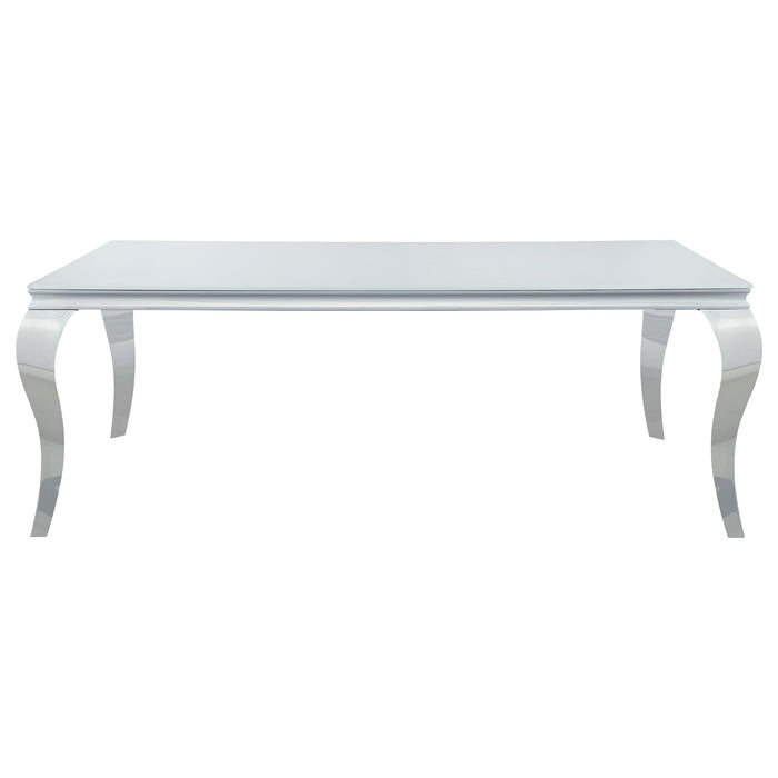 Carone 5-piece 81-inch Rectangular White Glass Dining Set Blue