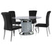 Ellie 5-piece Mirrored Pedestal Dining Table Set Black
