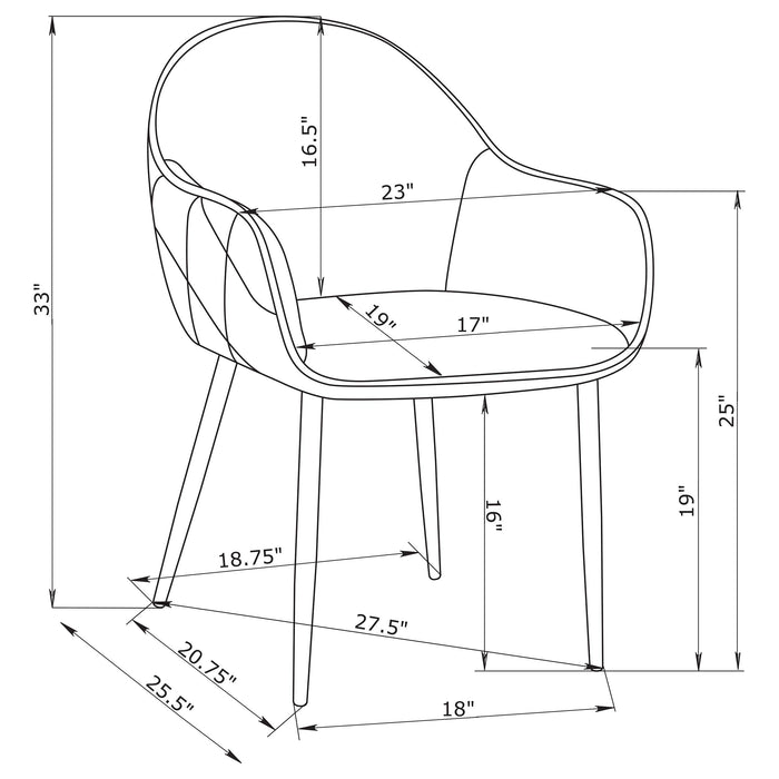 Emma Fabric Upholstered Dining Arm Chair Charcoal (Set of 2)