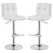 Lenny Upholstered Adjustable Bar Stool White (Set of 2)