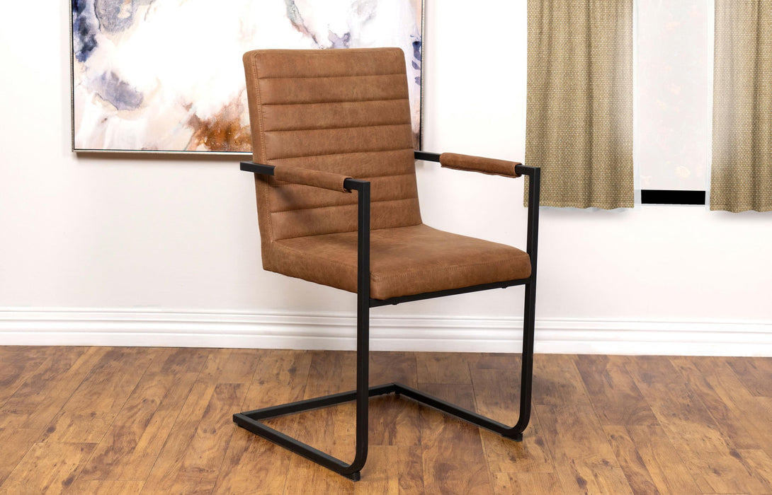 Nate Upholstered Dining Arm Chair Antique Brown (Set of 2)