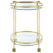 Chrissy 2-tier Round Glass Shelf Metal Bar Cart Brass