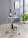 Chrissy Round Glass Shelf Metal Bar Cart Chrome