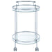 Chrissy Round Glass Shelf Metal Bar Cart Chrome