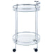 Chrissy Round Glass Shelf Metal Bar Cart Chrome
