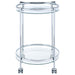 Chrissy Round Glass Shelf Metal Bar Cart Chrome