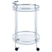 Chrissy Round Glass Shelf Metal Bar Cart Chrome