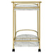Desiree 2-tier Faux Marble Shelf Metal Bar Cart Gold
