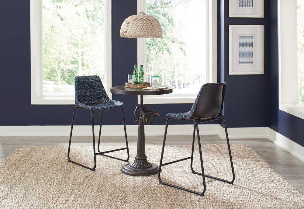 Marquise Upholstered Counter Chair Blue Canvas (Set of 2)