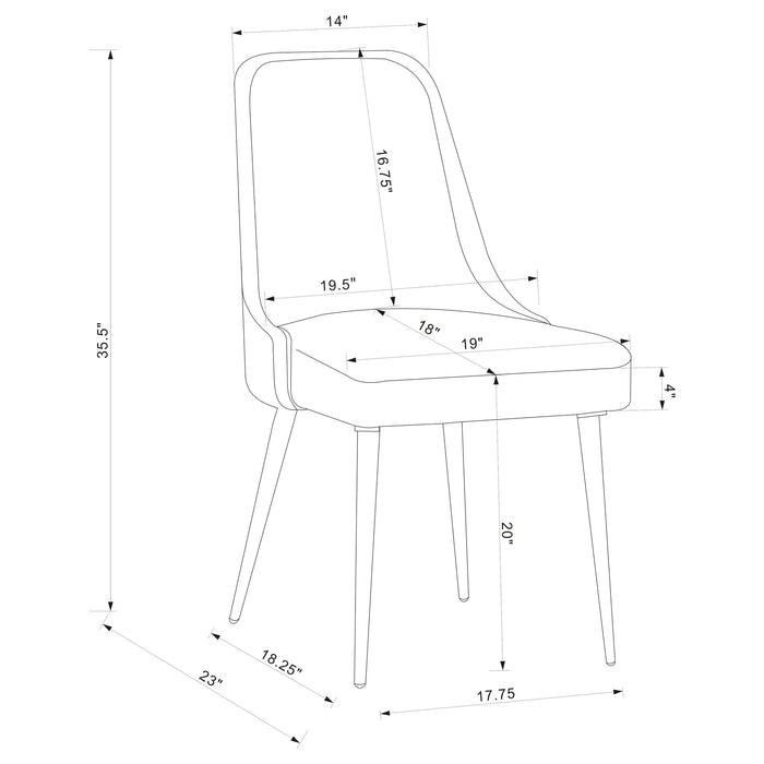 Alan Fabric Upholstered Dining Side Chair Grey (Set of 2)