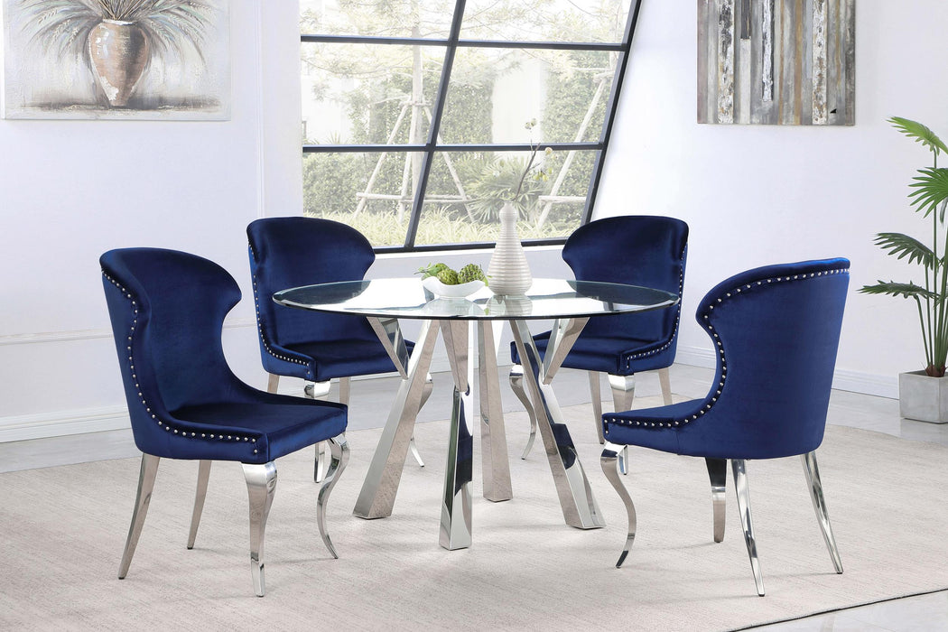 Cheyanne Upholstered Dining Side Chair Ink Blue (Set of 2)