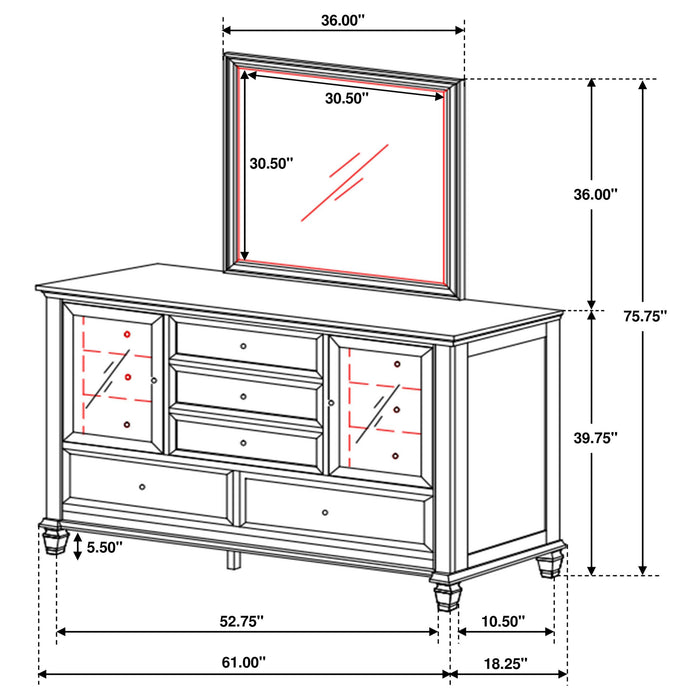 Sandy Beach 11-drawer Dresser with Mirror Black