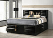 Briana Wood California King Storage Bookcase Bed Black