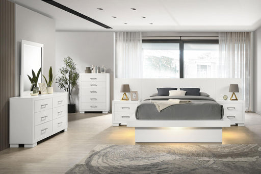 Jessica 6-piece Eastern King LED Bedroom Set Snow White