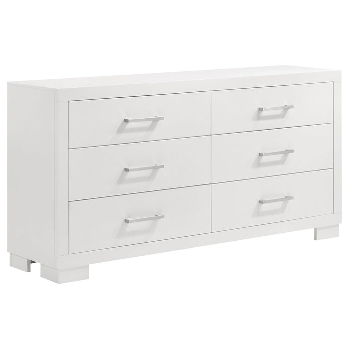 Jessica 6-piece Eastern King LED Bedroom Set Snow White