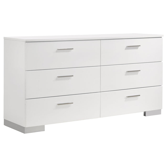 Felicity 6-piece Eastern King Bedroom Set White High Gloss