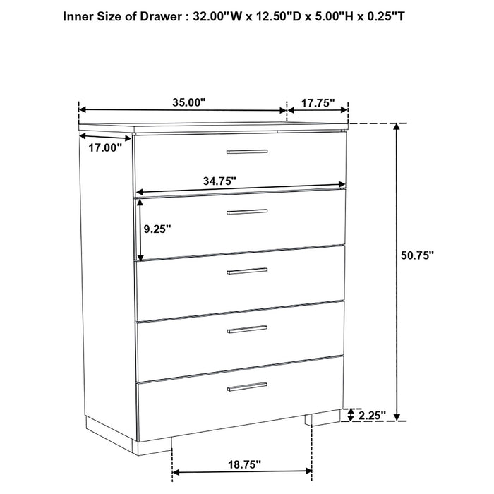 Felicity 5-piece Eastern King Platform Bedroom Set White