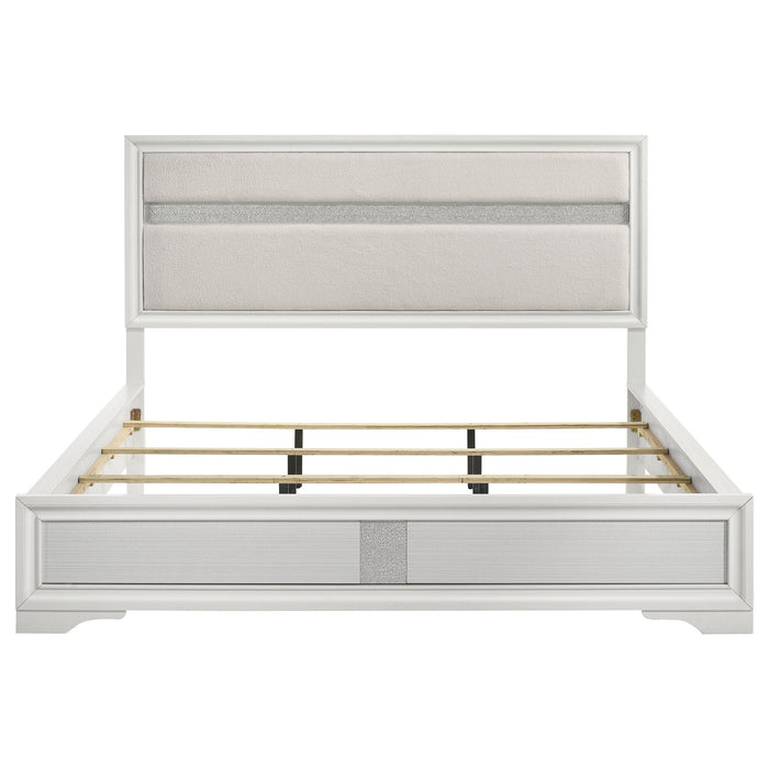 Miranda 54-inch Upholstered California King Panel Bed White