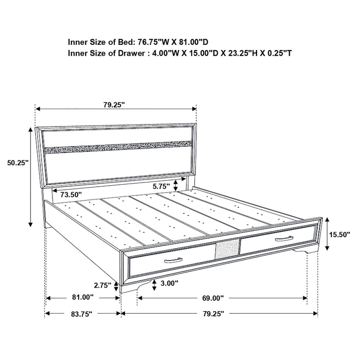 Miranda 51-inch Wood Eastern King Storage Panel Bed White