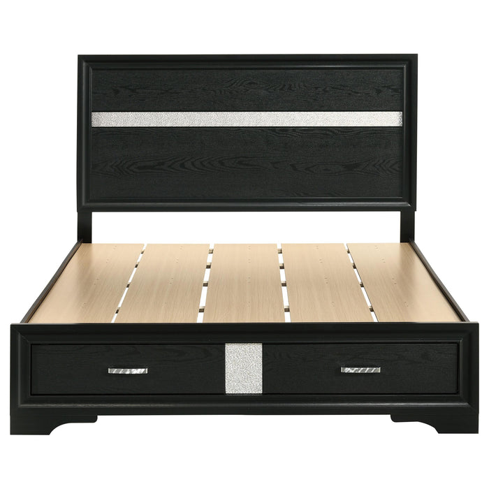 Miranda 51-inch Wood Queen Storage Panel Bed Black