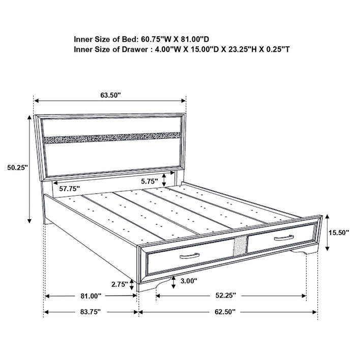 Miranda 51-inch Wood Queen Storage Panel Bed Black