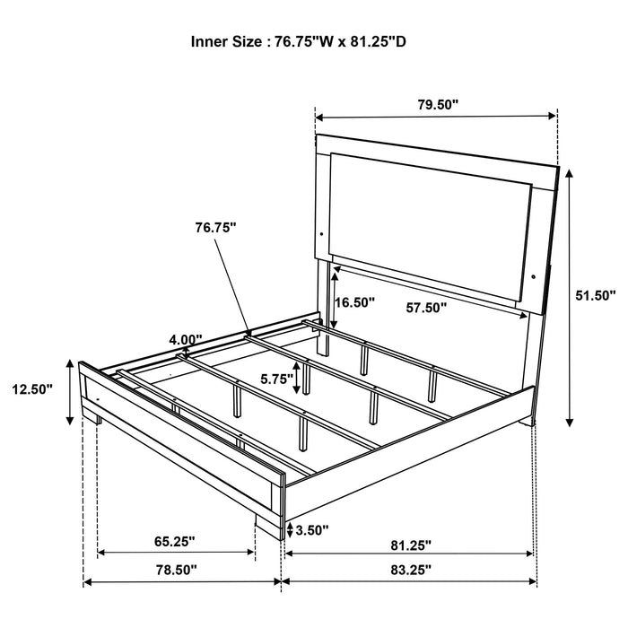 Hyland Eastern King Panel Bed LED Headboard Natural