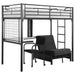 Jenner Metal Twin Futon Workstation Loft Bed Black