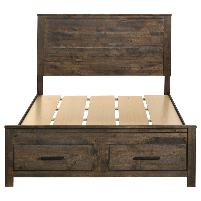 Woodmont Wood Queen Storage Panel Bed Rustic Golden Brown