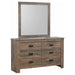 Frederick 6-drawer Dresser with Mirror Weathered Oak
