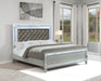 Gunnison Wood Eastern King LED Panel Bed Silver Metallic