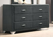 Melody 6-drawer Upholstered Dresser Grey