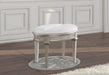 Evangeline Upholstered Oval Vanity Stool Silver and Ivory