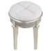 Evangeline Upholstered Oval Vanity Stool Silver and Ivory
