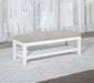 Bexhill Upholstered Rectangular Bench with Shelf White