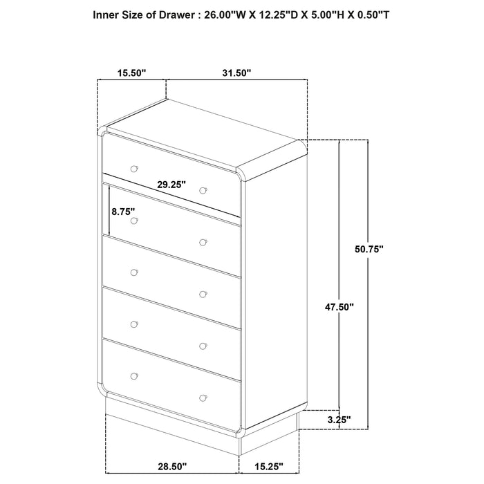 Cavelle 5-drawer Chest of Drawers Black
