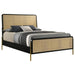 Arini Rattan California King Panel Bed Black and Natural