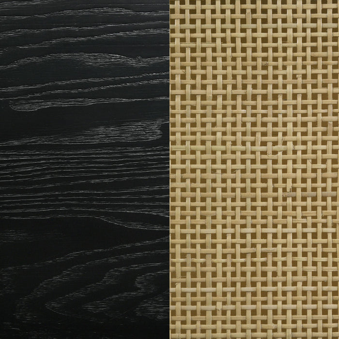 Arini Cane Weave Full Length Standing Floor Mirror Black