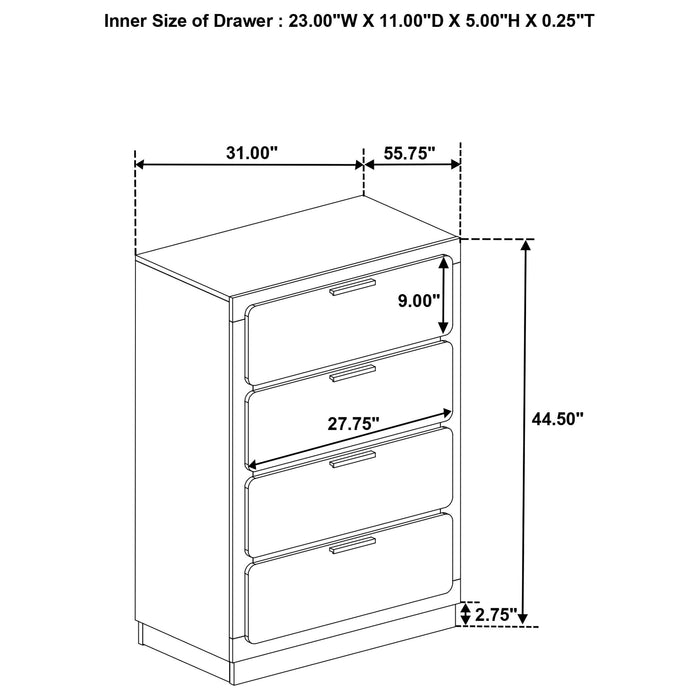 Caraway 4-drawer Bedroom Chest White