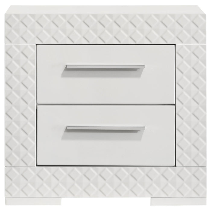 Ives 2-drawer Nightstand Bedside Table White High Gloss