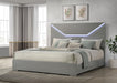 Ives Eastern King Panel Bed LED Headboard Grey High Gloss