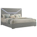 Ives Eastern King Panel Bed LED Headboard Grey High Gloss