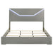 Ives Eastern King Panel Bed LED Headboard Grey High Gloss