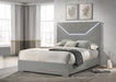 Ives Queen Panel Bed LED Headboard Grey High Gloss