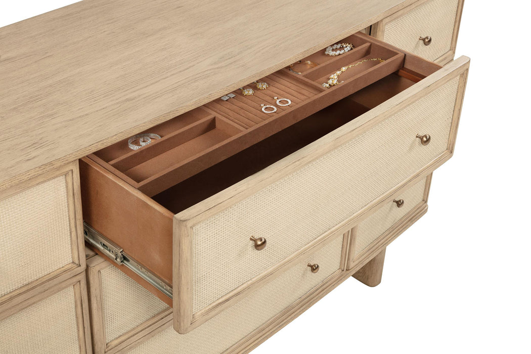Kailani 9-drawer Dresser and Mirror Beige Oak