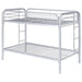 Morgan Metal Twin Over Twin Bunk Bed Silver