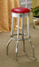 Retro Upholstered Metal Swivel Bar Stool Red (Set of 2)