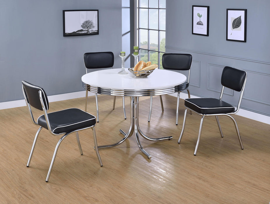 Retro Round 42-inch Wood Top Dining Table White and Chrome