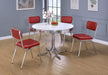 Retro Round 42-inch Wood Top Dining Table White and Chrome