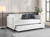 Patricia Boucle Upholstered Twin Day Bed with Trundle White